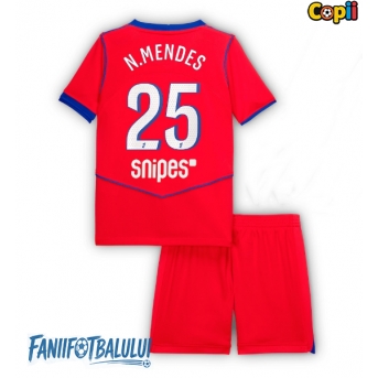 Paris Saint-Germain Nuno Mendes #25 Echipament de Fotbal Replică 2025-26 Copii Treilea (+ Șorturi)